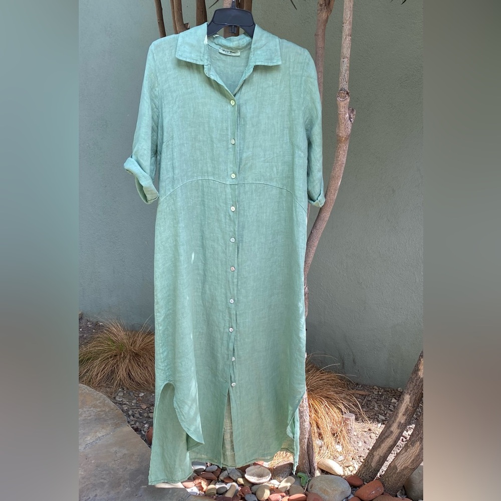 Linen 3/4 Sleeved Dress- Made in Italy